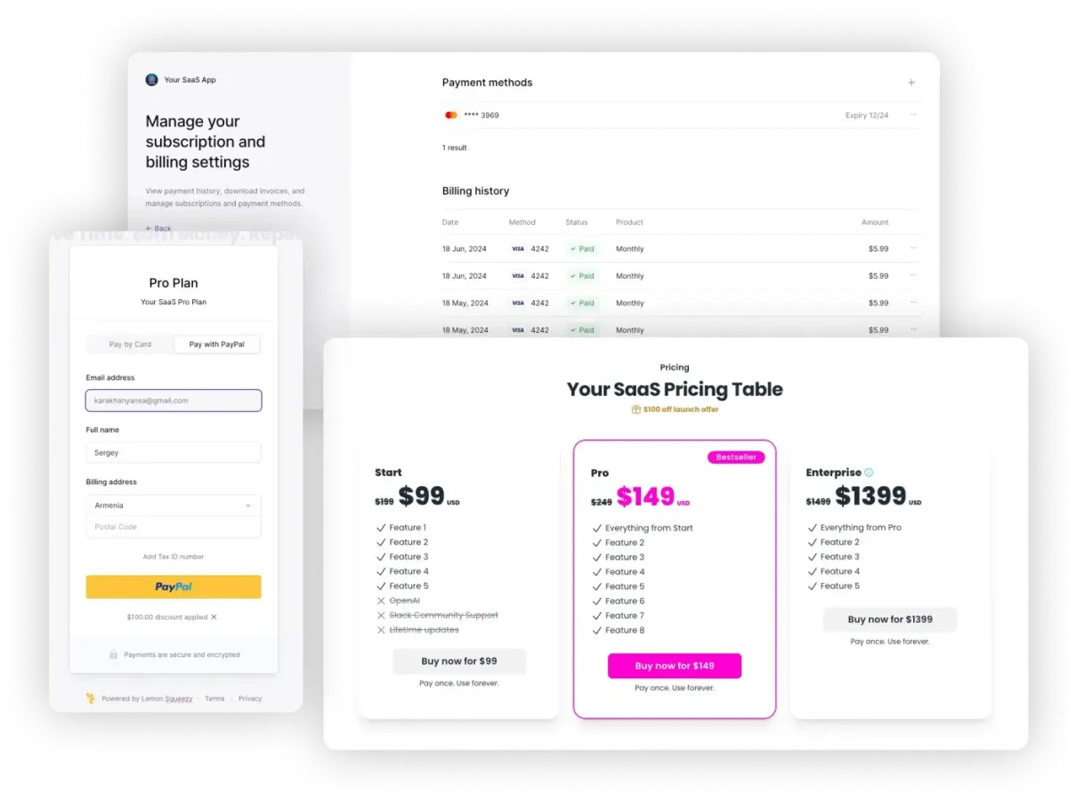 Stripe plans and checkout pages